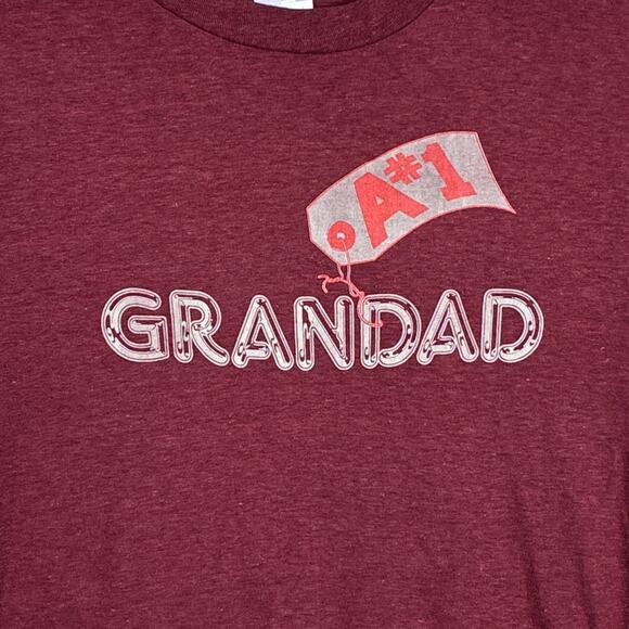 VTG 70s 80s A #1 Grandad Mens L Burgundy Red Single Stitch Tee Made In USA - Picture 1 of 8